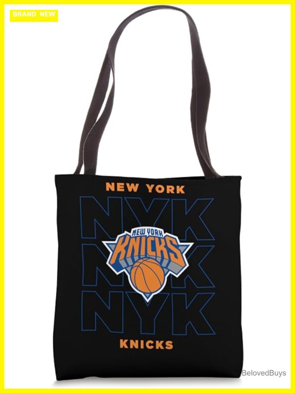 NBA Stacked City Logo Black Cotton Tote Bag Officially Licensed